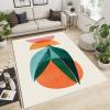 Abstract Green Leaves Kids Indoor Carpet, Boho Sun Pink Orange Geometry Area Rug for Living Room, Non-Slip Washable Durable Breathable Foldable Mat for Bedroom Entryway Hallway Nursery-6x9ft view 3