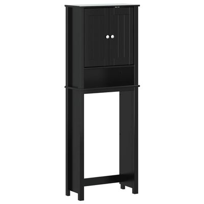CUMYZO Over-The-Toilet Storage Berg Black 23.6"x10.6"x64.8" Solid Wood Furniture,Furniture Sets,Bathroom Furniture Sets