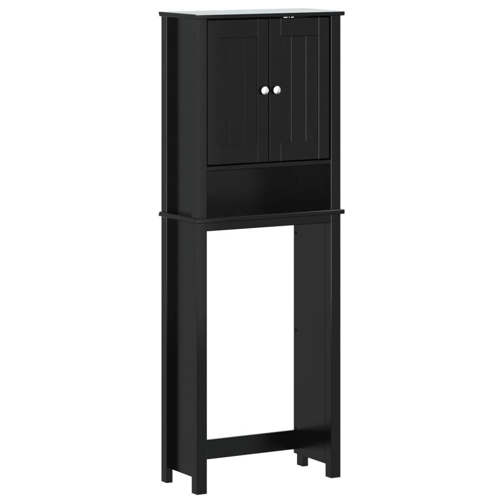CUMYZO Over-The-Toilet Storage Berg Black 23.6"x10.6"x64.8" Solid Wood Furniture,Furniture Sets,Bathroom Furniture Sets