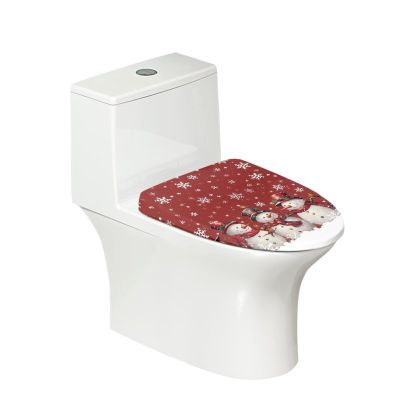 Wiryuouvt Cute Snowman Toilet Seat Covers for Bathroom Snowflake Toilet Cover Seat Elongated Toilet Lid Covers Adjusts to Shape of The Toilet Lid Decoration Dust-Proof