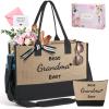 TRSODD Birthday Retirement Gifts for Women Personalized Gifts for Friend Sister Bridesmaid Teacher Jute Tote Bag and Makeup Bag view 1