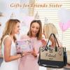 TRSODD Birthday Retirement Gifts for Women Personalized Gifts for Friend Sister Bridesmaid Teacher Jute Tote Bag and Makeup Bag view 4
