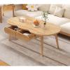 Modern Coffee Table for Living Room, Solid Wood Coffee Table Oval Center Table with Drawer, Rustic Accent Cocktail End Table for Home Office Small Apartment(120x60x45cm(47x24x18), Wood3) view 1