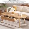 Modern Coffee Table for Living Room, Solid Wood Coffee Table Oval Center Table with Drawer, Rustic Accent Cocktail End Table for Home Office Small Apartment(120x60x45cm(47x24x18), Wood3) view 3