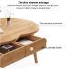 Modern Coffee Table for Living Room, Solid Wood Coffee Table Oval Center Table with Drawer, Rustic Accent Cocktail End Table for Home Office Small Apartment(120x60x45cm(47x24x18), Wood3) view 4