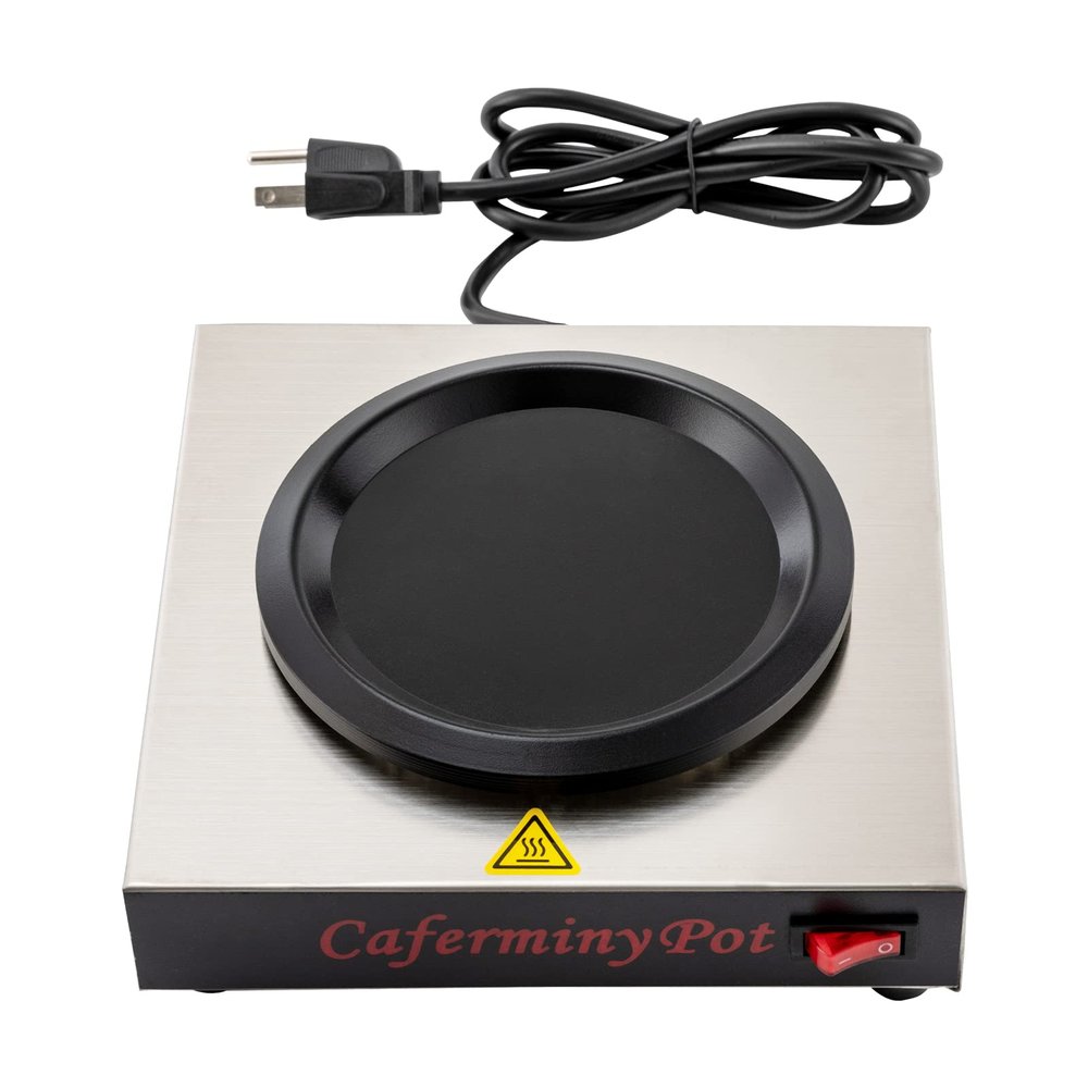 Commercial Coffee Warmer, 80W Single Burner Decanter Warmer Plate, Stainless Steel Electric Coffee Pot Warmer, for Cafe, Break Room, Buffet and Commercial Use