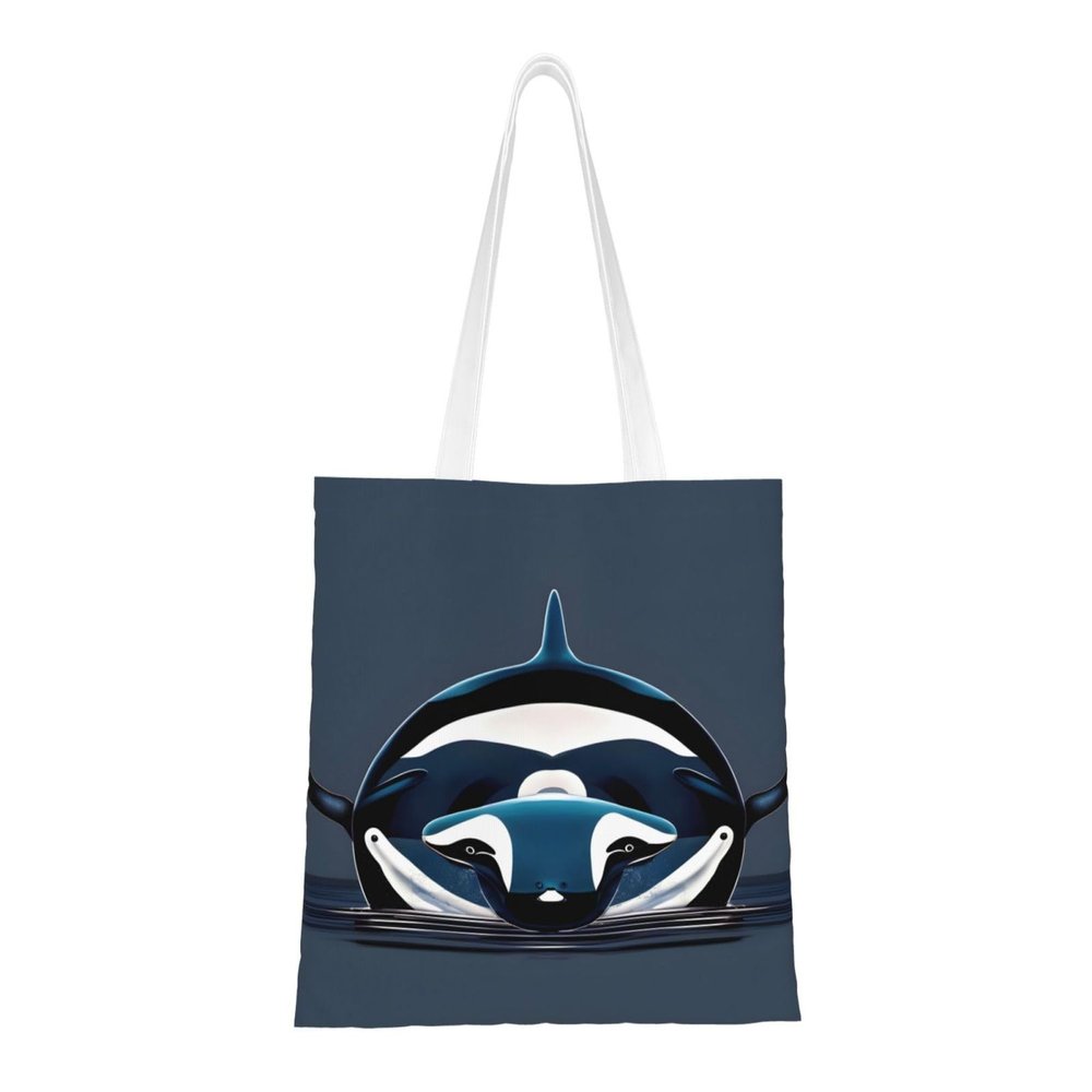 SSIMOO Orca Killer Whale Fashion Canvas Tote Bag-Personalized Handbag,Multifunctional Bag,Elegant And Minimalist