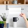 HARDHORN Paper Towel Holder, Single Hand Operable Under Cabinet Wall Mount Paper Roll Holders with Damping Effect, Self Adhesive or Drilling Hanging Holders for Kitchen, Bathroom, RV, Silver view 2