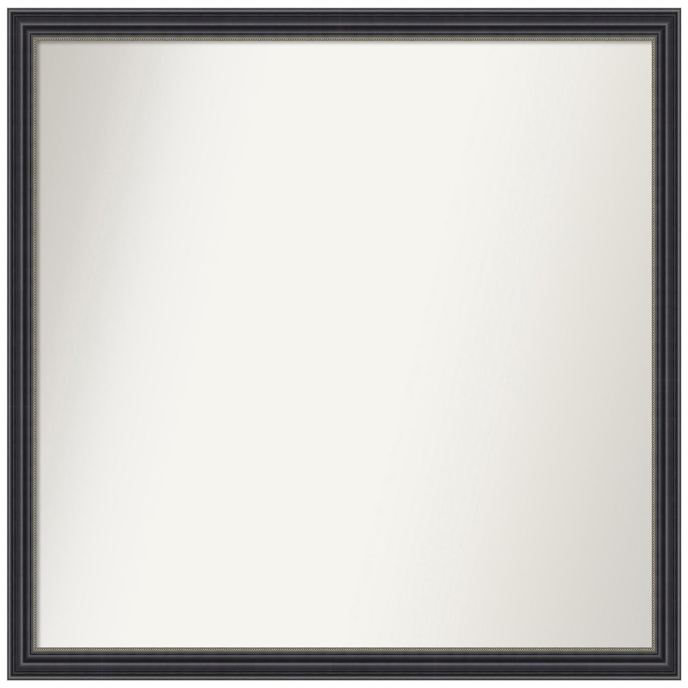 Amanti Art Black Bathroom Mirror for Over Sink, 25x28 Custom Made Stylish Black Rectangle Vanity Mirror, Large Traditional Wood Frame, Hangs Horizonally and Vertically, Wall Decor