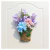 Cream Hydrangea Door Hanger Basket Wreath, 2024 New Spring Pink Berry Wildflowers Door Hanging Basket Wreath, Front Door Beautiful Artificial Spring Wreath Welcome Sign, Home Porch Wall Decor (D) view 2