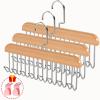 Bra Hangers 3 Pack - with 16 Non-Slip 360Rotating Metal Hooks for Tie, Hat, Bra, Wooden Multi Hook Hanger - Saves Space view 1