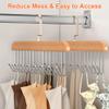 Bra Hangers 3 Pack - with 16 Non-Slip 360Rotating Metal Hooks for Tie, Hat, Bra, Wooden Multi Hook Hanger - Saves Space view 2