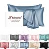 100% Mulberry Silk Pillowcase for Hair and Skin Made in USA-Real 19 Momme Silk Pillow Cover, 6A Grade, Cooling and Soft, Zipper Closure, Anti Aging, Anti Acne (Blue Grey 2 Pack, King 20''x36'') view 1