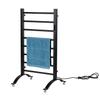MyGift Hotel Series Matte Black Carbon Steel Towel Warmer Rack with 8 Heating Bars and LED Temperature Timer Control, Freestanding or Wall Mounted Electric Bath Towel Warming Holder view 1