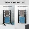 MyGift Hotel Series Matte Black Carbon Steel Towel Warmer Rack with 8 Heating Bars and LED Temperature Timer Control, Freestanding or Wall Mounted Electric Bath Towel Warming Holder view 2