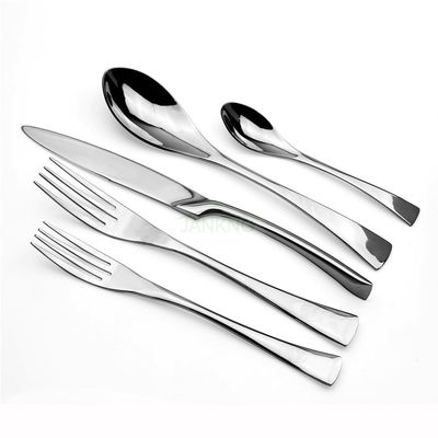 GOODJAYVEN Silverware Flatware Set, 5/20/30/40/50/60 Pieces Black Stainless Steel Knife, Fork And Spoon Set Mirror Hotel Steak Knife And Fork Set (Color : Silver, Size : 1Set-5Pcs)