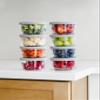 16-Piece Glass Food Storage Containers Set (8 Containers + 8 BPA-Free Lids) | 1-Cup, Leakproof | Microwave, Freezer, Oven & Dishwasher Safe | Ideal for Meal Prep & Pantry Organization, Grey view 2