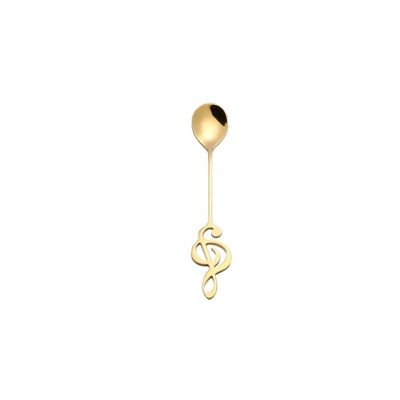 WHIERGGIN Silverware Set, 1/4/6/8/10/12 Pieces Restaurant Note Spoons 304 Stainless Steel Coffee Spoon Dessert Stirring Spoon Creative Gift Small Spoon (Color : Gold, Size : 4Pcs)