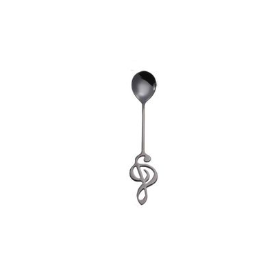 WHIERGGIN Silverware Set, 1/4/6/8/10/12 Pieces Restaurant Note Spoons 304 Stainless Steel Coffee Spoon Dessert Stirring Spoon Creative Gift Small Spoon (Color : Black, Size : 8Pcs)