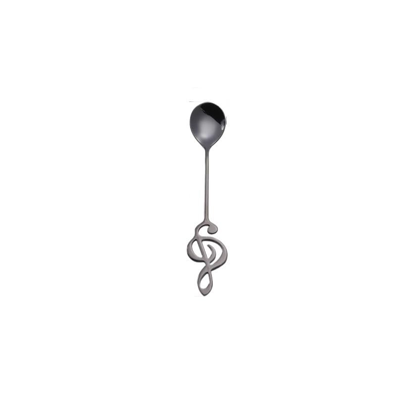 WHIERGGIN Silverware Set, 1/4/6/8/10/12 Pieces Restaurant Note Spoons 304 Stainless Steel Coffee Spoon Dessert Stirring Spoon Creative Gift Small Spoon (Color : Black, Size : 8Pcs)