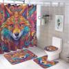 ZGDPBYF Wolf Wild Animal 3 Piece Bath Mats Psychedelic Animal Feather Wolf Head Waterproof Non Slip Bath Mat Set, Washable Rug for Bathroom,-3-Piece Set view 2