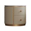 Bedside Cabinet Nightstand with 2-Drawers, Round Marble Top Bedside Table Modern Minimalist Bedside Storage Cabinet Small Space Storage Cabinet for Living Room Bedroom Nightstand view 1