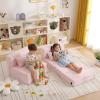 Givjoy Folding Sofa Bed Floor Mattress for Kids with Pillow, Toddler Washable Folding Floor Nap Mat for Daycare, Child Fold Up Sofa Futon Chair Bed with Storage Bag for Playroom, Camping view 2