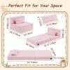 Givjoy Folding Sofa Bed Floor Mattress for Kids with Pillow, Toddler Washable Folding Floor Nap Mat for Daycare, Child Fold Up Sofa Futon Chair Bed with Storage Bag for Playroom, Camping view 3