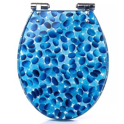 Toilet Seat Toilet Seat Colorful, Universal Toilet Seat Cover Domestic Slow Fall Silent, Blue Marine Style
