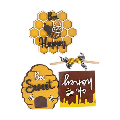 Bee Tiered Tray Decor, Honey Bee Tiered Tray Decorations Set, Spring Summer Tiered Tray Decor, Rustic Farmhouse Wooden Bee Tiered Tray Decor, Decorative Trays Signs for Home Table Kitchen Office
