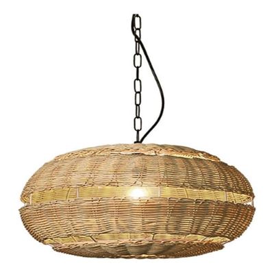 Hand Woven Basket Ceiling Hanging Lamp - V-intage Wicker Lighting - Extra Large Rattan Chandelier - Farmhouse Bamboo Pendant Lights Fixture - Compatible with Dining Room Kitchen Island Living Room