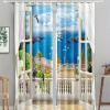AIUOIU Window Sill Coastal Scenery Blackout Curtain Drape Panel Living Room Kitchen Treatment Small Drapes Window Curtain Panels WxH/2x29x72inch Thermal Insulated Window Treatments Grommet Top view 3