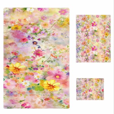 3 Piece Bath Towel Set, Watercolor Floral Towels Set for Bathroom Soft Bath Shower Towels Absorbent Bathroom Towels Set ( 1 Bath Towel, 1 Hand Towel, 1 Washcloth ) Spring Garden Elegant Flowers