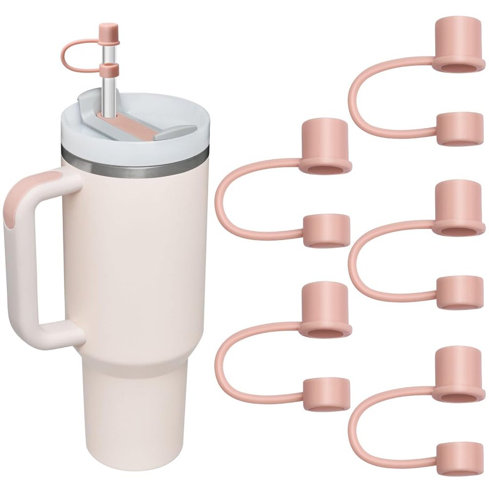 6-Pack Sstanley cup accessories Compatible with Stanley Cups 30&40 Oz,Simple Modern Cup accessories Cover for Stanley Straw -Perfect Match 10mm 0.4in Straws (Rose Quartz)