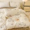 AOJIM Striped Duvet Cover Set with Cute Dog Pattern, 1 Pure Cotton Comforter Cover and 2 Pillowcases, Soft Lightweight Bed Set Queen Size, Pink Quilt Cover for Room Decor (No Comforter) view 4
