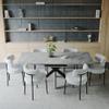 Hilknen Modern Dining Table Set for 6, Expandable Kitchen Dining Table Set, 63-78 inch Marble Top, 6 Upholstered Boucle Chairs, Grey Table + Boucle Chair, Ideal for Dining Room, Kitchen view 2