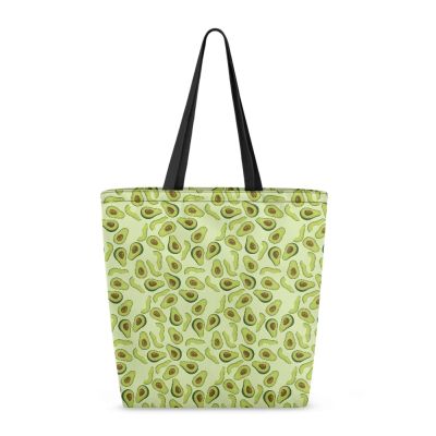 Pynewomyt Women Men Unisex Canvas Tote Bag Reusable Grocery Shoulder Bag with Inner Pocket Fashion Cloth Bag for Work Lunch Shopping Cloth Handbag (Avocado)