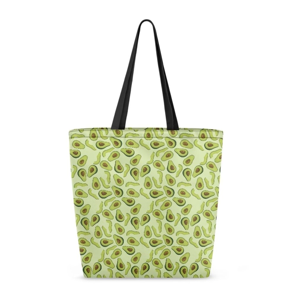 Pynewomyt Women Men Unisex Canvas Tote Bag Reusable Grocery Shoulder Bag with Inner Pocket Fashion Cloth Bag for Work Lunch Shopping Cloth Handbag (Avocado)