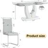 JUFU Modern Dining Table Set for 4, White Marble & Glass, with 4 Light Grey PU Leather Upholstered Chairs, 71'' Large Ideal for Living Room view 2