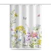 Shower Curtain 47.2 x 78.7inch Colorful Flower Bath Liner Bathroom Decoration Polyester Fabric Curtains with 16 Pieces White Hooks, Yellow, WL-79M38 view 1