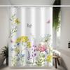 Shower Curtain 47.2 x 78.7inch Colorful Flower Bath Liner Bathroom Decoration Polyester Fabric Curtains with 16 Pieces White Hooks, Yellow, WL-79M38 view 4