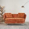 anwickjeff Polyester Fiber Loveseat Sofa Chair Upholstered Couch with Golden Metal Legs Club Two-Seat Sofa for Living Reading Room Bedroom Apartment Small Space Dorm (Orange) view 1
