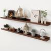 Axeman Oak Picture Ledge Shelf, 48 Inch Floating Shelves Set of 2, Solid Oak Wood Wall Shelves with Lip, Wall Decor Storage for Bedroom Living Room Bathroom Kitchen Nursery Photo Picture, Walnut view 1