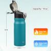 Konokyo Insulated Water Bottle with Straw and Carry Loop,18 oz Stainless Steel Double Wall Vaccum Metal Water Flask with Leak-proof Lid,Blue view 3