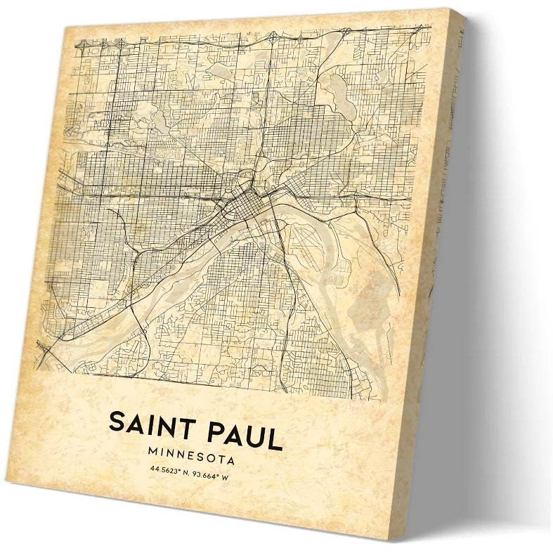 Zhumendi Saint Louis Vintage Map Poster Saint Louis Street Prints Missouri Map of United States Poster Nature Pictures for Bathroom (16.00''x24.00'',Framed)
