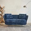 anwickjeff Polyester Fiber Loveseat Sofa Chair Upholstered Couch with Golden Metal Legs Club Two-Seat Sofa for Living Reading Room Bedroom Apartment Small Space Dorm (Blue) view 1