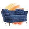 anwickjeff Polyester Fiber Loveseat Sofa Chair Upholstered Couch with Golden Metal Legs Club Two-Seat Sofa for Living Reading Room Bedroom Apartment Small Space Dorm (Blue) view 3