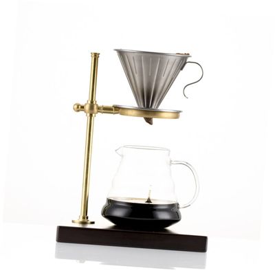 SHOWERORO Stainless Steel Coffee Dripper with Cone Filter Drip Filter Cup for 1-2 Cups Coffee Maker with Separate Stand Easy Cleaning Silver