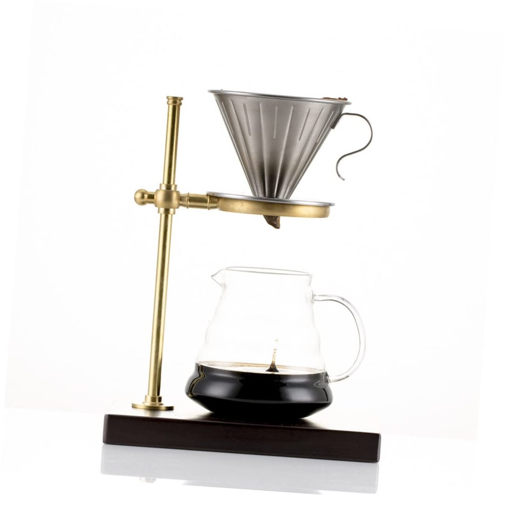 SHOWERORO Stainless Steel Coffee Dripper with Cone Filter Drip Filter Cup for 1-2 Cups Coffee Maker with Separate Stand Easy Cleaning Silver