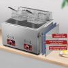 LPLYAA Dual Tanks 12L Commercial Deep Fryer Stainless Steel Countertop Oil Fryer With Baskets And Lids, Kitchen Frying Machine For French Fry Restaurants Supermarkets Fast Food Stands, 20240301 view 3